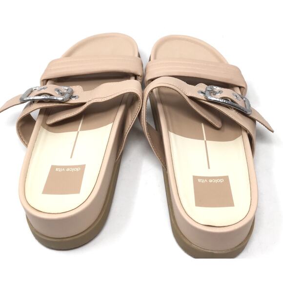 Dolce Vita Shaila Women's Sz 9 Cream Leather Buckle Strap Platform Slide Sandals - Picture 6 of 7